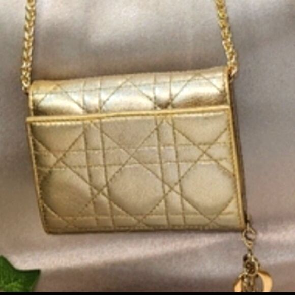 Authentic Dior Cannage Gold Wallet w/ Unbranded Conversion Chain - Picture 5 of 17